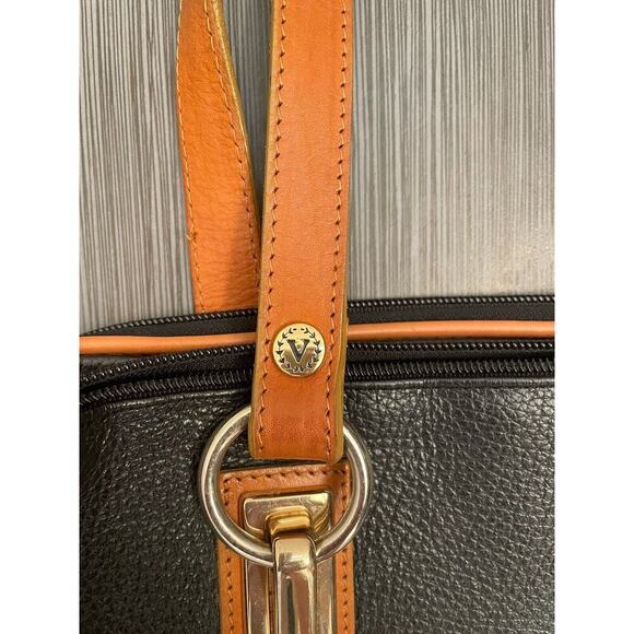 Valentina Shoulder Handbag Straps Black/Brown Genuine Leather Made In Italy - Picture 5 of 16